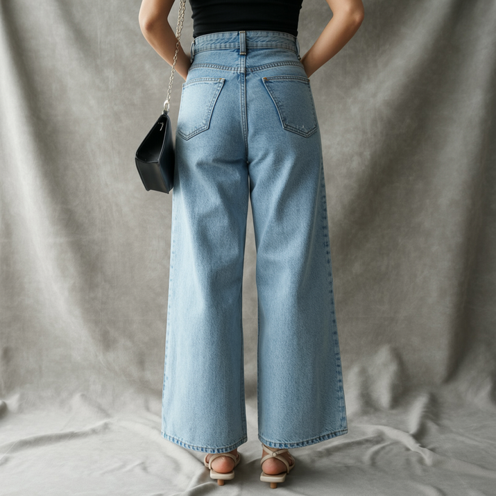 Women's Patchwork Wide Leg Jeans