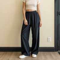 Drawstring High Waist Wide Leg Pants
