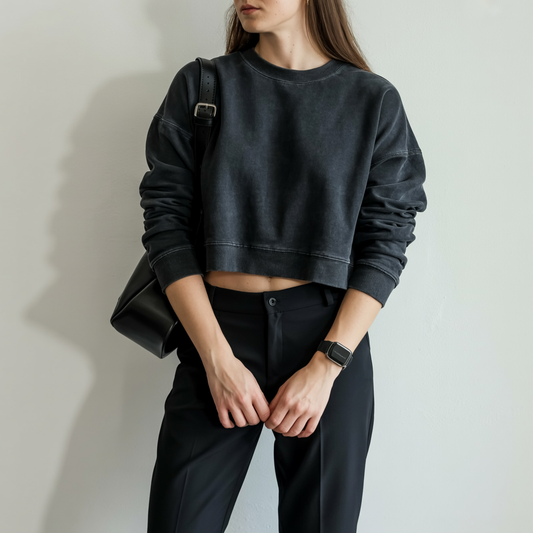 Waist Trimming High Waist Cropped Sweatshirt