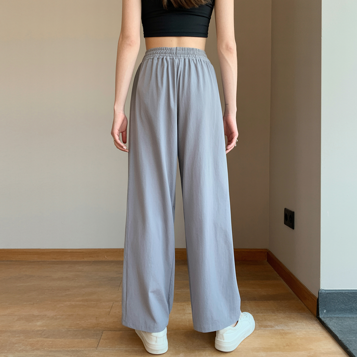 Drawstring High Waist Wide Leg Pants