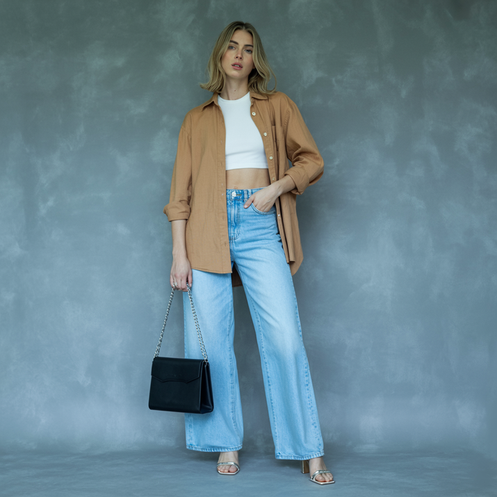 Women's Patchwork Wide Leg Jeans